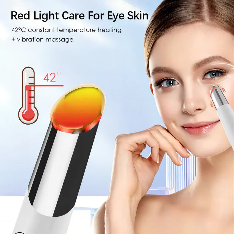5 In 1 Eye Beauty Device Facial Massager Led Red Light Therapy Wand|Relax Eye Dark Circles, Eye Bags, Puffiness Skincare Tool